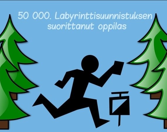 Piirroskuva suunnistajasta.